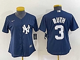 Women's New York Yankees #3 Babe Ruth Navy Blue Stitched Nike Cool Base Jersey,baseball caps,new era cap wholesale,wholesale hats